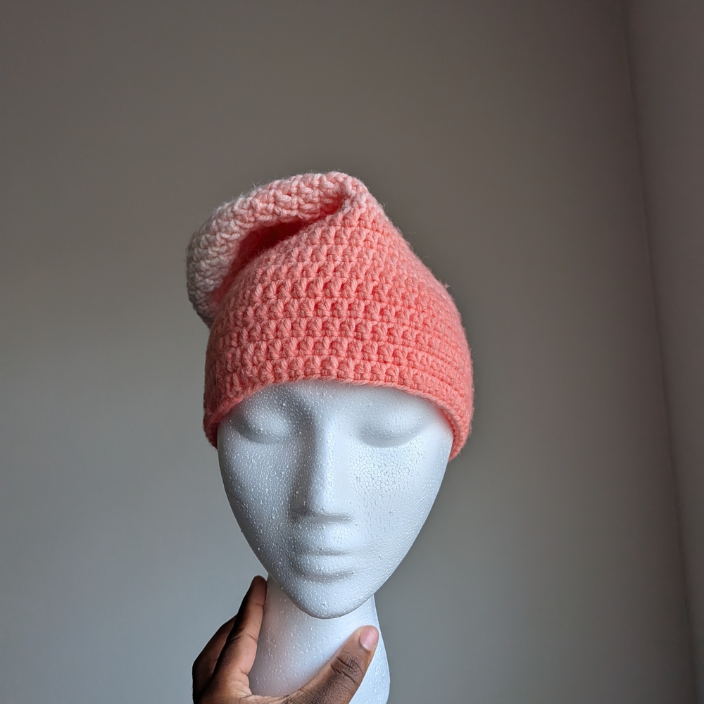 Coral Crochet Slouchy Beanie